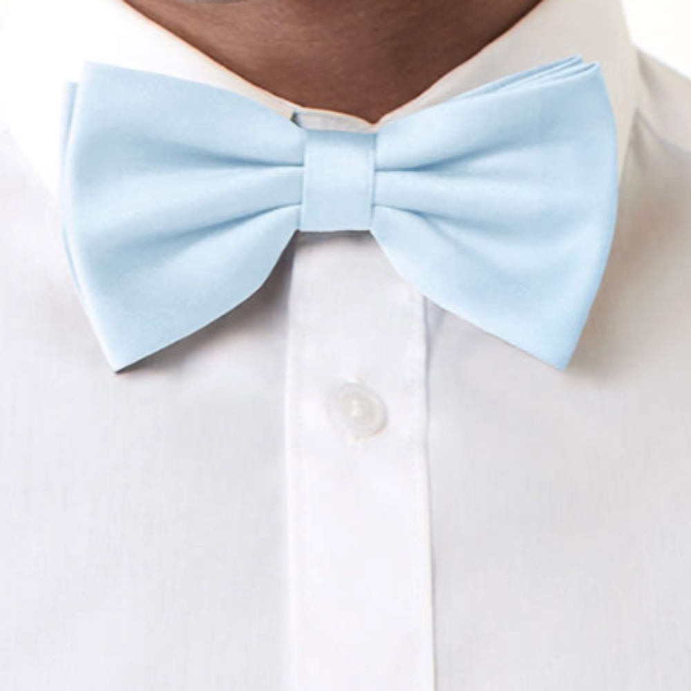 Azazie Mens or Groomsman Matte Satin Pre Tied Bow Tie in Sky Blue